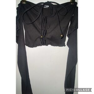 Fashion Nova Black Lace-Up Crop Top